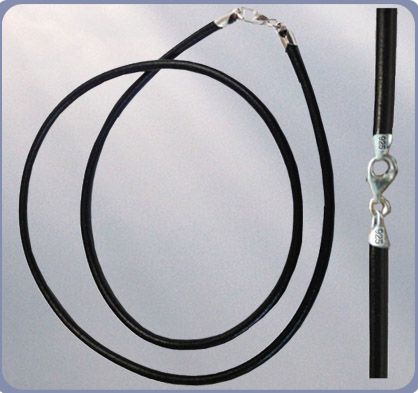 Lederbandcollier 2 mm mit Karabinerhaken 45 cm schwarz