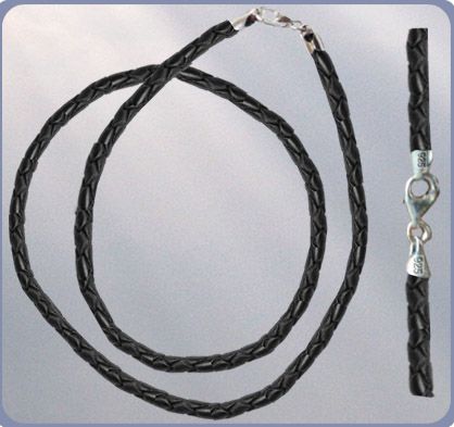 Lederbandcollier geflochten 3 mm 70 cm schwarz